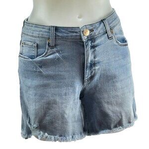 STS BLUE Junior's Shorts Denim Blue Bree Mid Rise Cut Off Frayed Hem Size 27